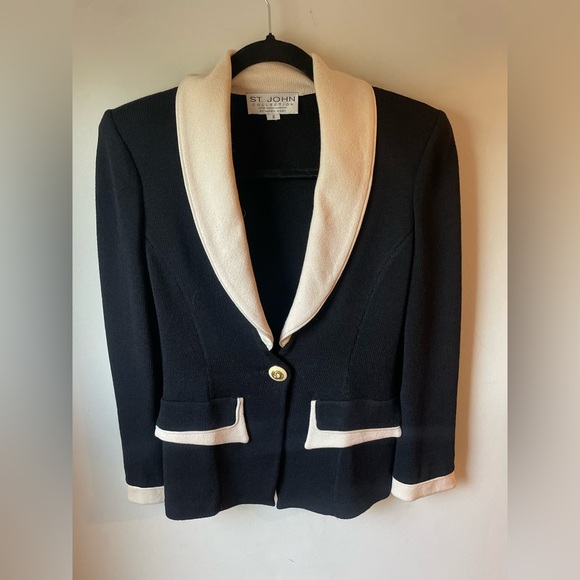 St. John Jackets & Blazers - St. John Black Collection Knit Jacket Black and Ivory Neutral Formal Size 2 -J